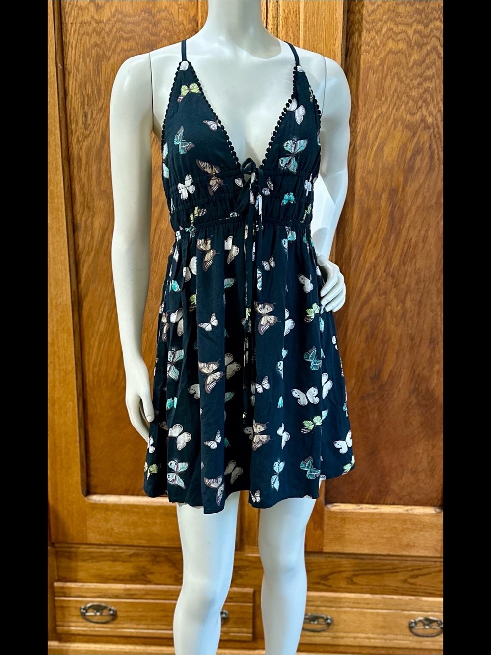 wild fable Black Butterfly Print Mini Dress